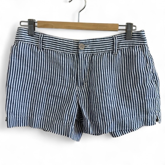 Cynthia Rowley Pants - Cynthia Rowley Blue and White pinstripes 100% Linen Lightweight Bermuda Shorts